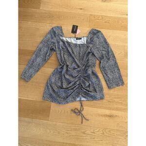 Pretty Little Thing Plus Cream Dalmation Print Ruched Front Bodycon Dress in Bla